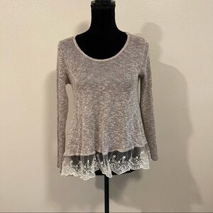 Blu Planet Sweater Pullover Lace Underlay Size XL